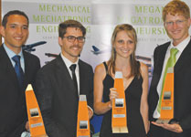 The winning team members receiving their awards. From l: Hardus Scheepers, Norval Geldenhuys, Cornel Liebenburg, Daniël Malan